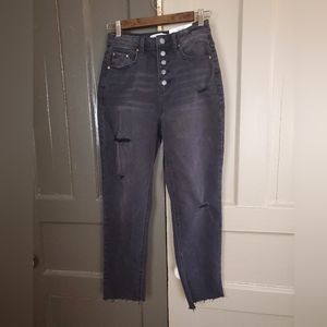 High-Rise Distressed Women's Jeans - Black